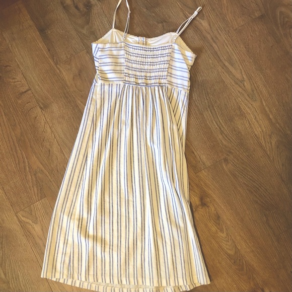 White and Blue Striped Midi Dress Womens Small - Picture 2 of 2